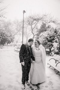 winter wedding romantic wedding in the snow in the park