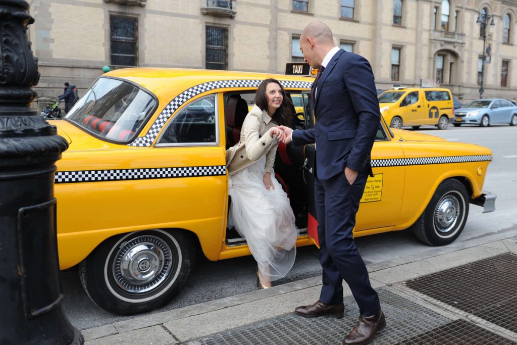 checker cab wedding elopement