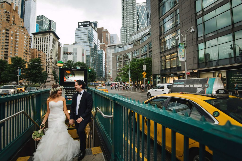 jewish chuppah wedding couple out of the subway