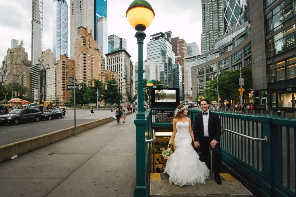 jewish chuppah wedding couple out of the subway 2