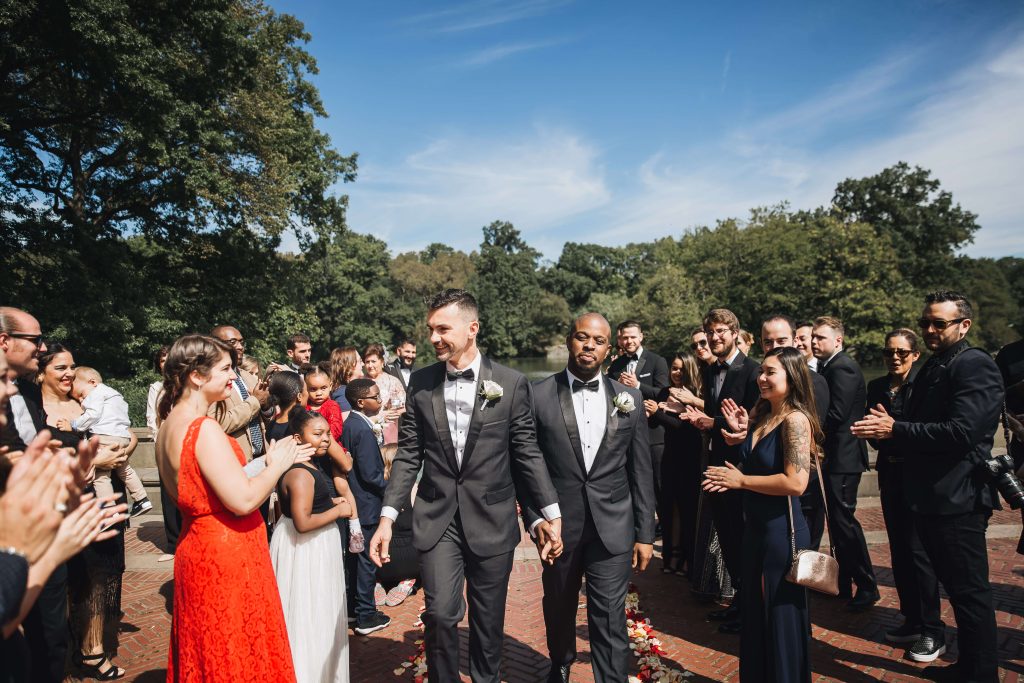 Gay wedding at Central Park Bethesda Terrace