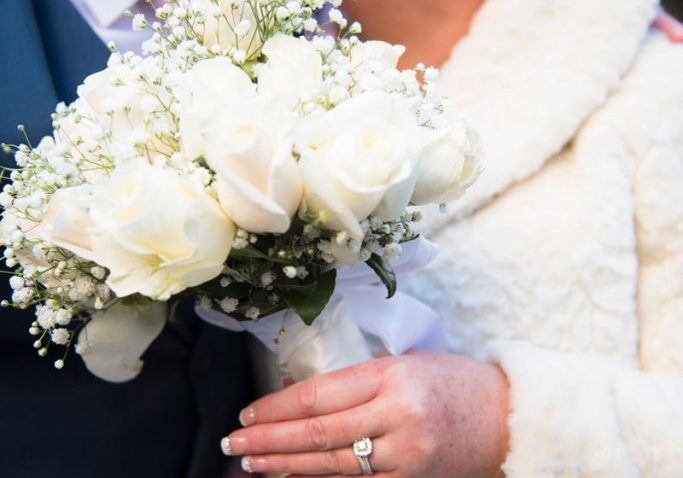 Couple ties the knot At Rockefeller Center, winter New York City wedding